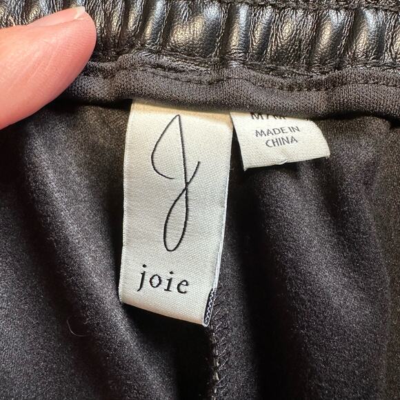 Joie Smocked Waist Faux Leather Pants Pull On Straight Leg MED - Picture 8 of 16